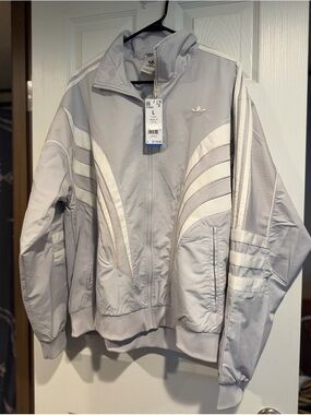 Adidas Light Gray and White Women’s Jacket